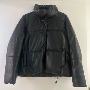 Faux leather puffer jacket